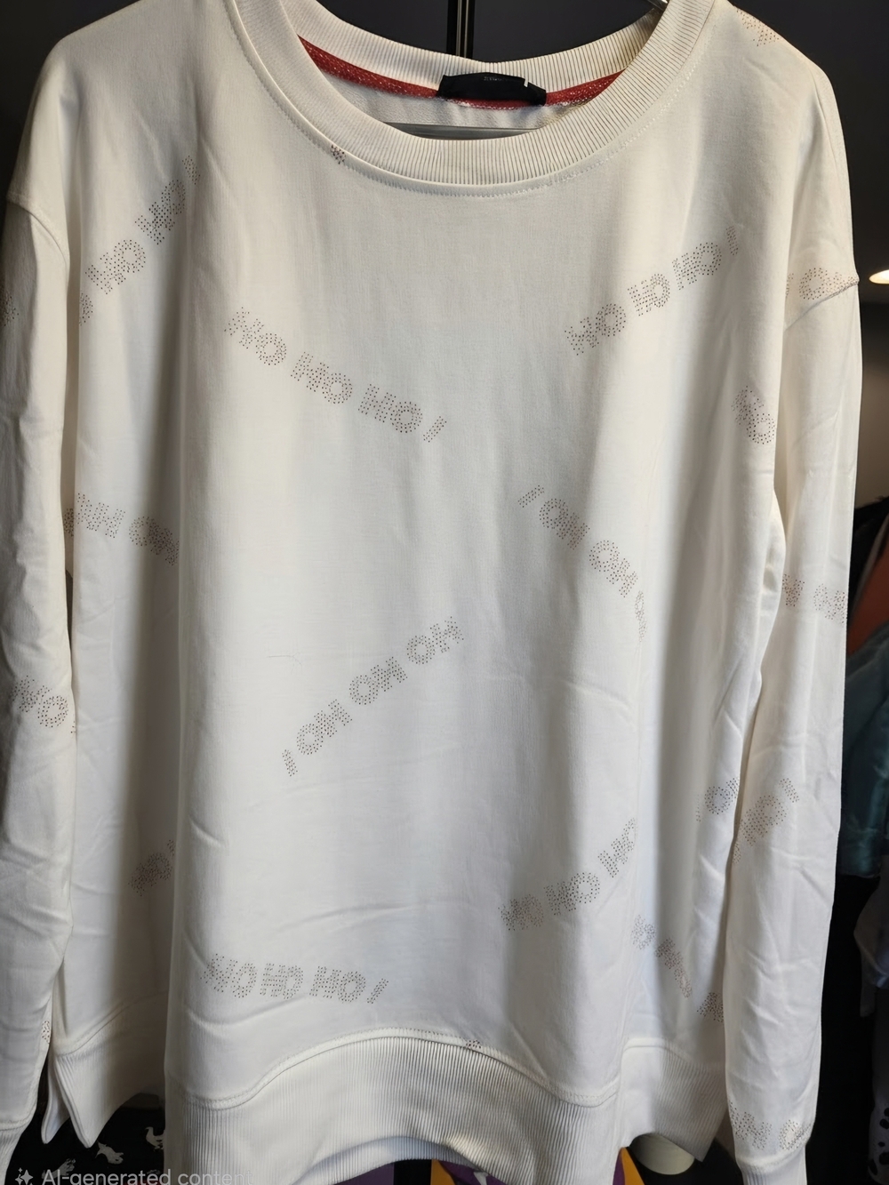 HO HO HO! Women's Cream Pullover Sweatshirt - Subtle Script Detail